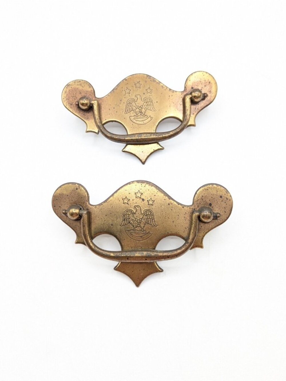 Vintage Bald Eagle Brass Hardware Set of 2 Colonial Drawer Pulls 3”Centers